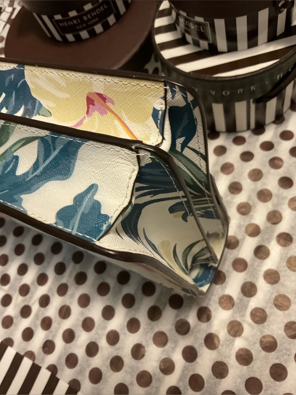 EUC Henri Bendel West 57th Schoolbag in Tropical Floral Print w Dust Bag - Picture 9 of 16